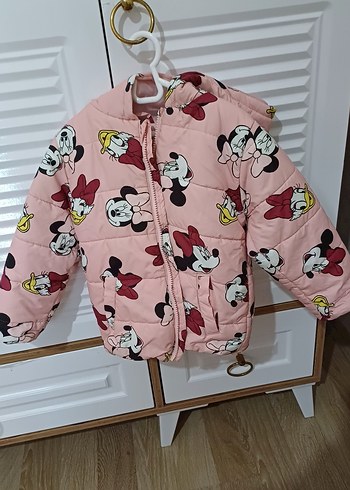 Pembe Kapüşonlu Kız Çocuk Mont