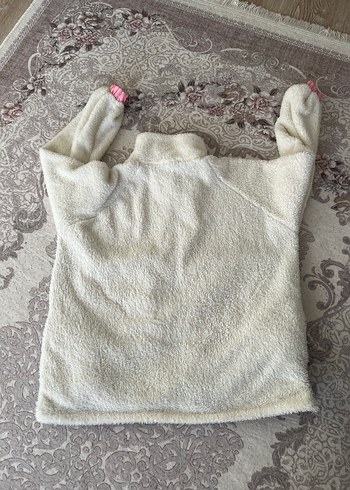 Kapüşonlu Beyaz Siyah Kadın Mont - Görsel 2