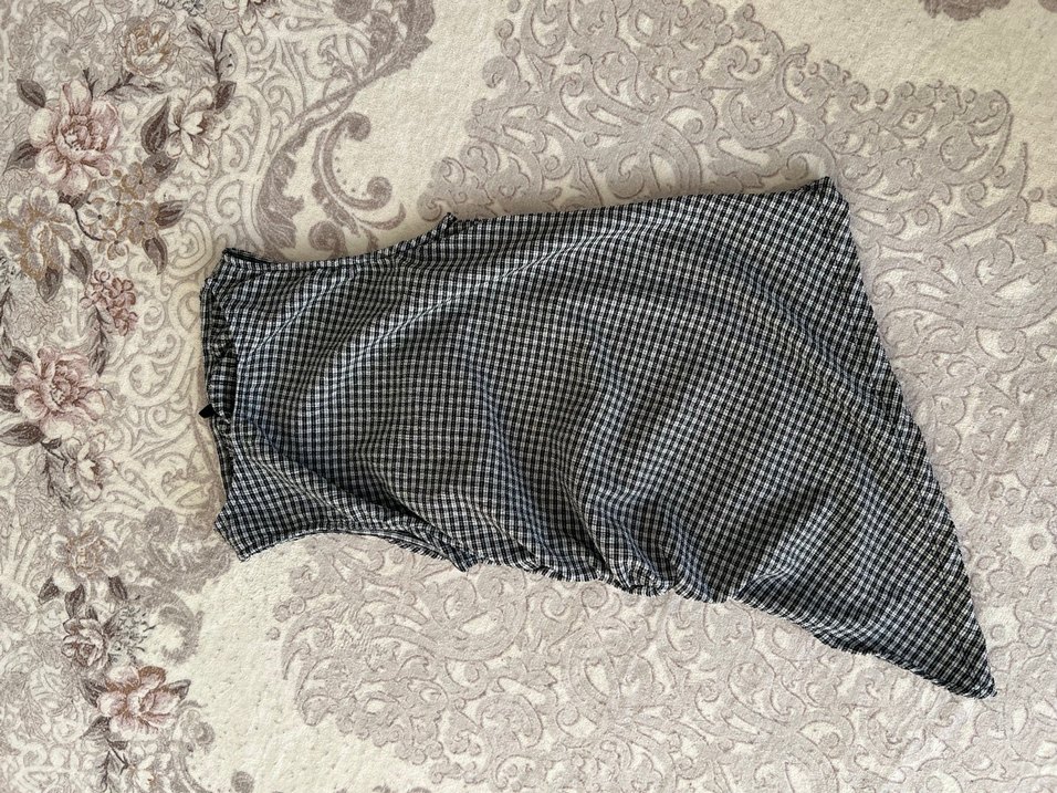 Gri Ekose Kolsuz Bluz - Görsel 2