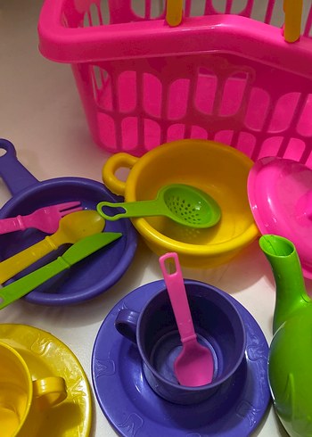 Renkli Oyuncak Mutfak Seti ve Alışveriş Sepeti - Görsel 4