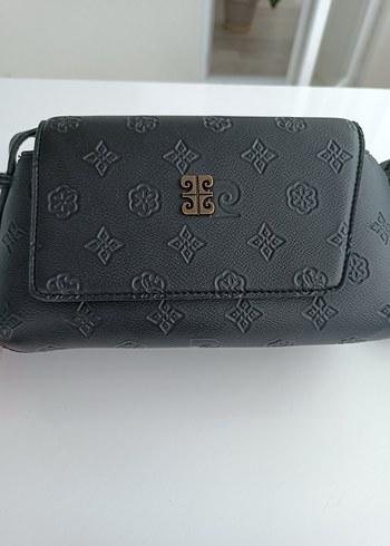Pierre Cardin Siyah Monogramli Capraz Canta