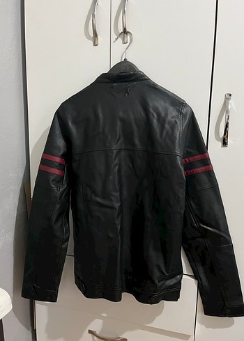 Erkek Siyah Deri Biker Ceket - Görsel 3