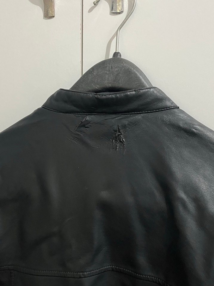 Erkek Siyah Deri Biker Ceket - Görsel 2