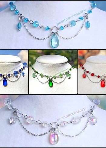 Tasarımcı Aurora kristal çelik kolye