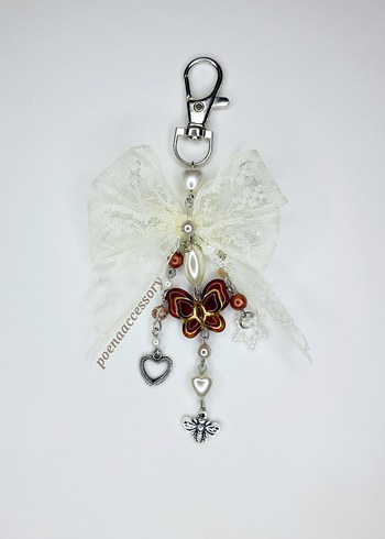 Fairycore vintage dantel fiyonk çanta charmı - Görsel 2