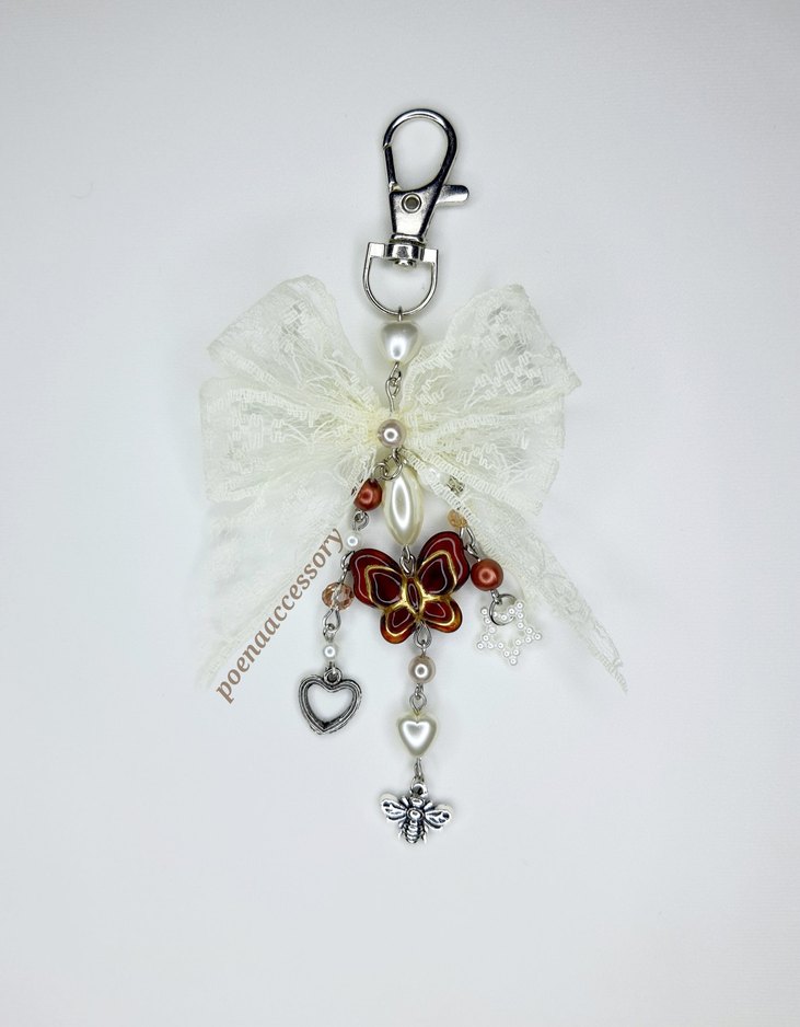 Fairycore vintage dantel fiyonk çanta charmı - Görsel 2