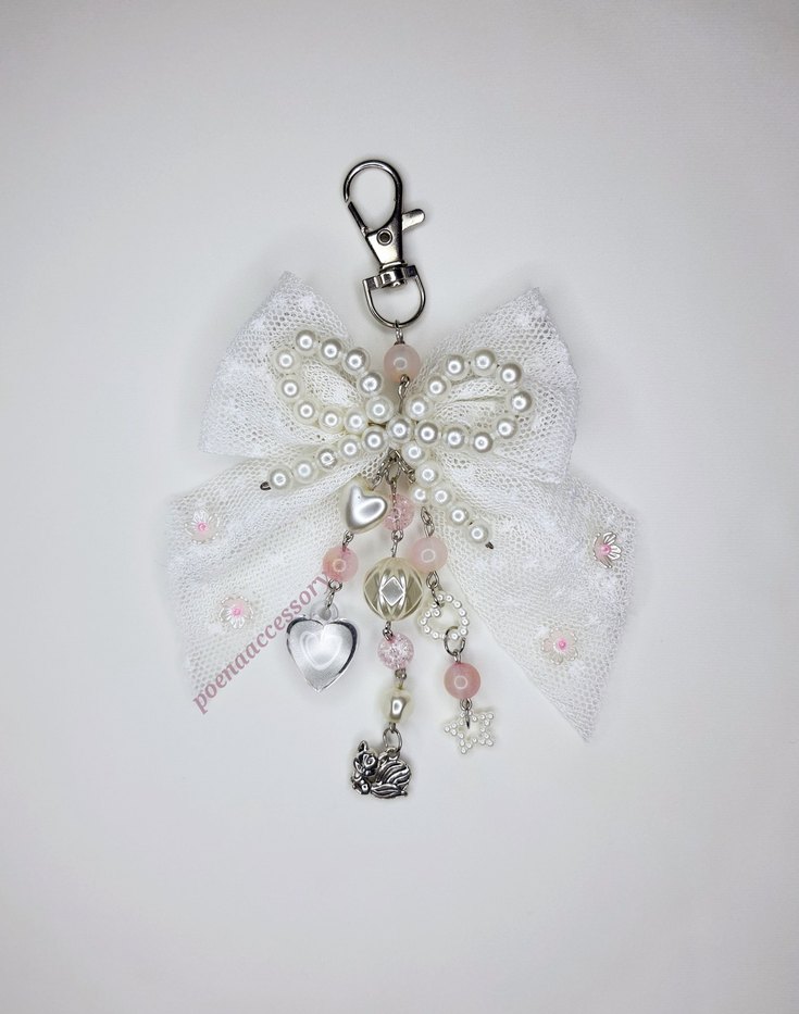 Coquette dantel fiyonk çanta charmı - Görsel 2
