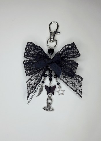 Black & White Swan dantel çanta charmı - Görsel 3