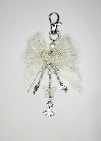 Black & White Swan dantel çanta charmı - Görsel 2