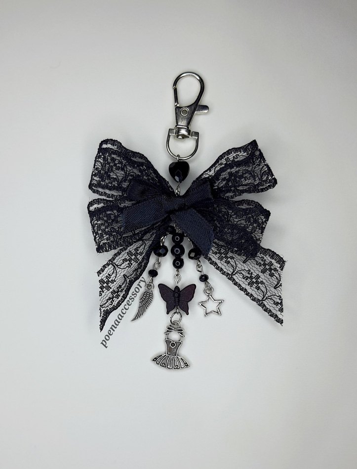 Black & White Swan dantel çanta charmı - Görsel 3