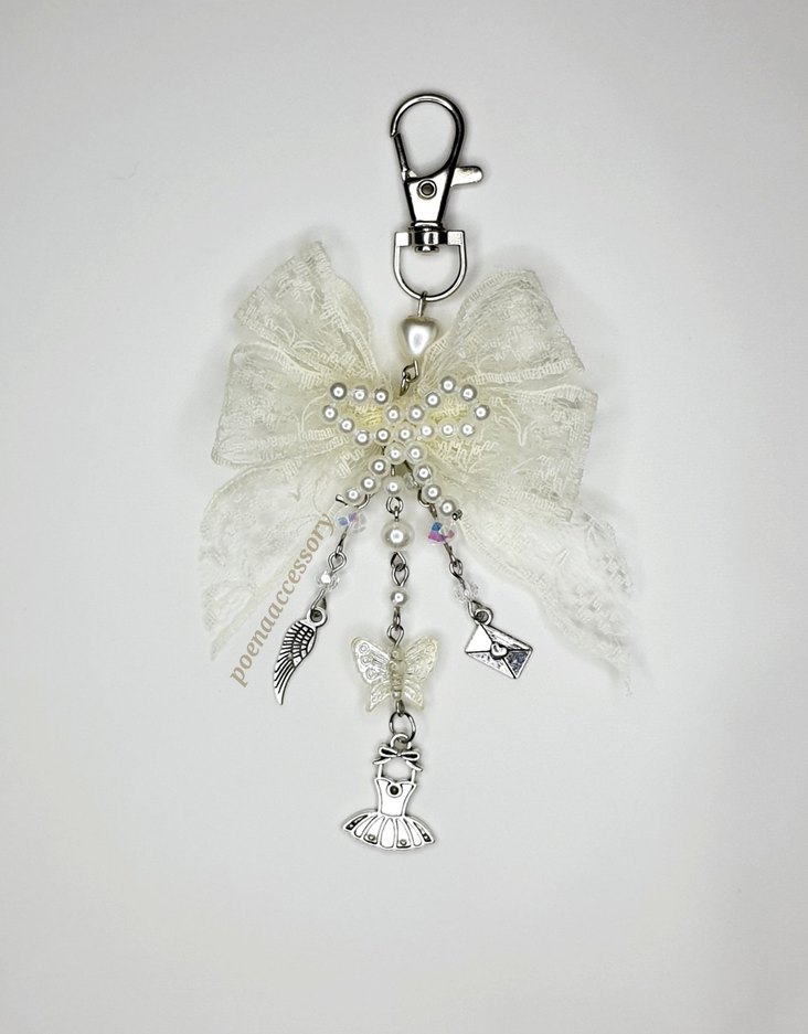 Black & White Swan dantel çanta charmı - Görsel 2