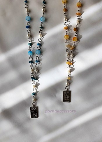 Doğal taş Sun moon tarot kolye - Görsel 2