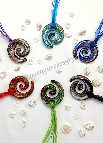 Cam murano spiral kolye 