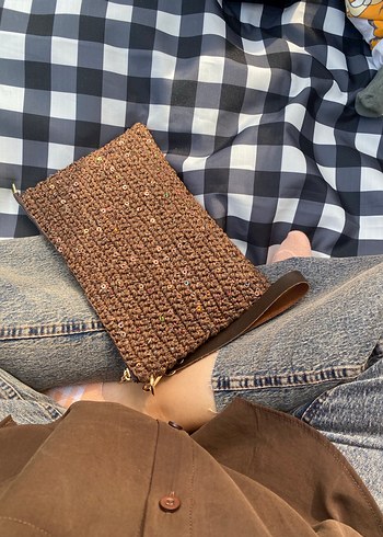 Örgü Kahverengi Kadın Portföy Çanta - Görsel 3