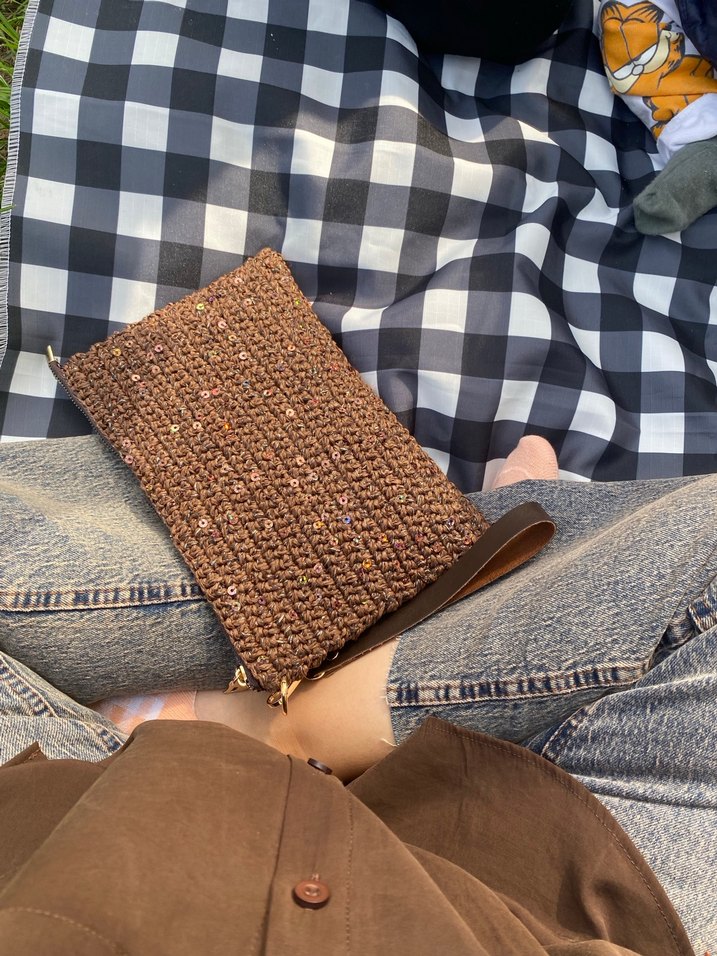 Örgü Kahverengi Kadın Portföy Çanta - Görsel 4