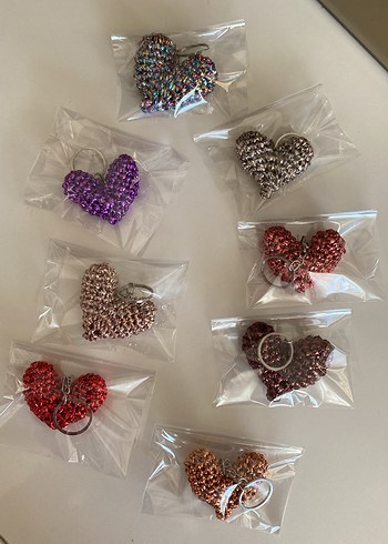 Renkli metalik ip kalp anahtarlık - Görsel 2