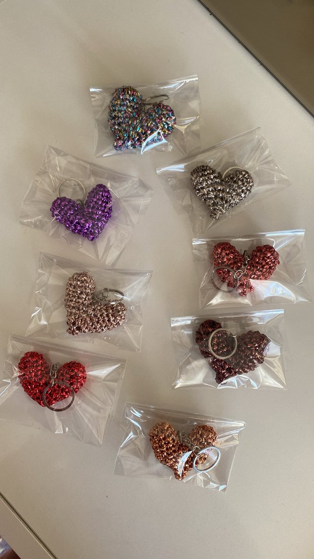 Renkli metalik ip kalp anahtarlık - Görsel 2