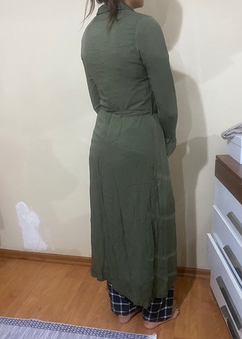 Diğer Kadın Haki Uzun Kemerli Elbise
