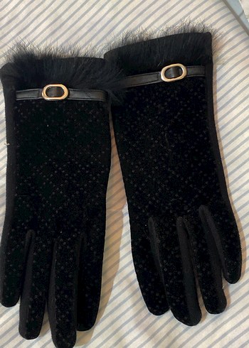 Kadife deri detaylı aksesuarlı eldiven - Görsel 2