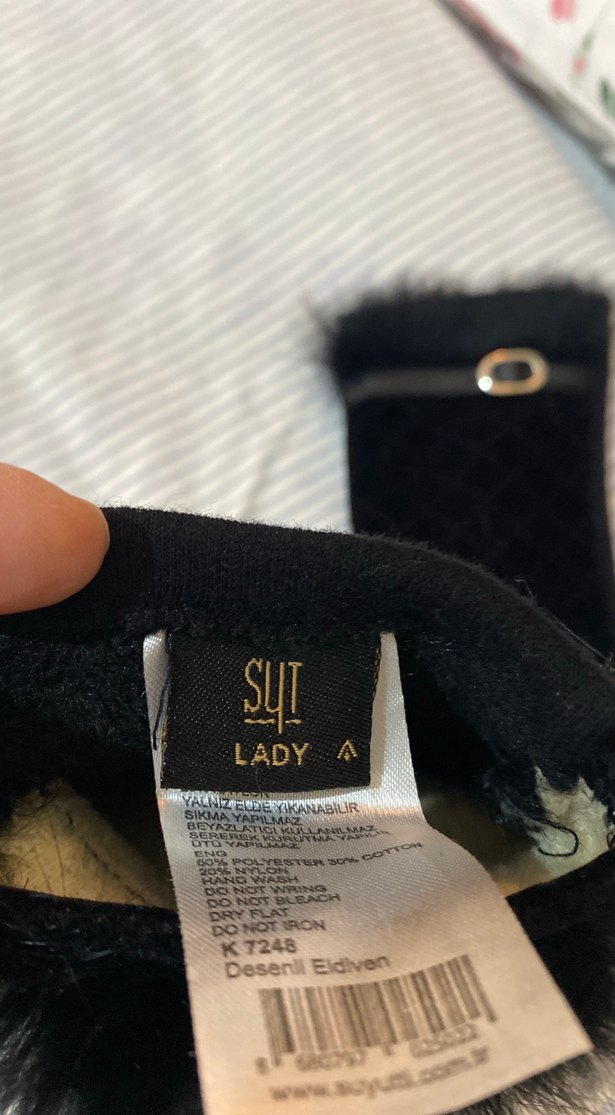 Kadife deri detaylı aksesuarlı eldiven - Görsel 3