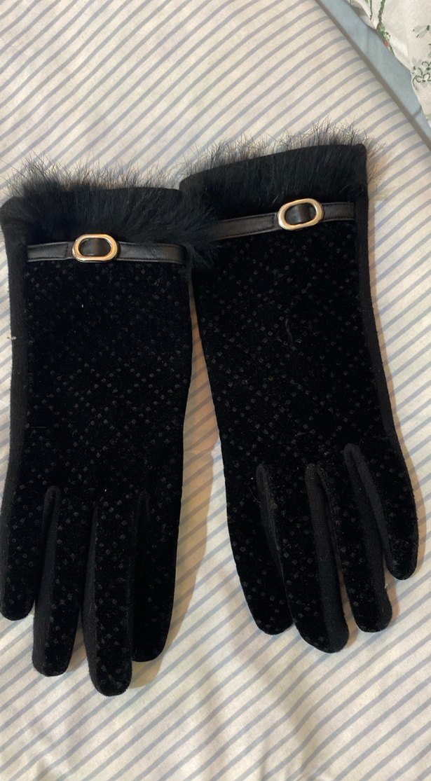 Kadife deri detaylı aksesuarlı eldiven - Görsel 2