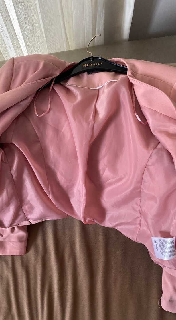 Pembe Midi Kadın Blazer Ceket - Görsel 5