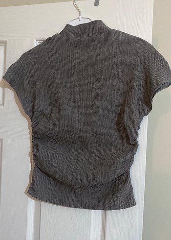 Gri Piliseli Yarım Kol Bluz - Görsel 5