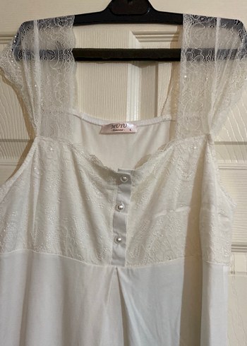 Beyaz Hamile ve Emzirme Gecelik kare yaka - Görsel 3