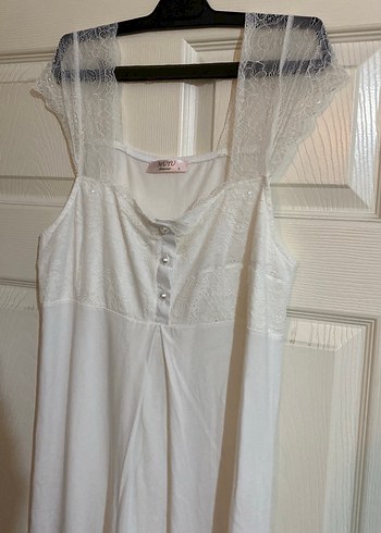 Beyaz Hamile ve Emzirme Gecelik kare yaka - Görsel 2