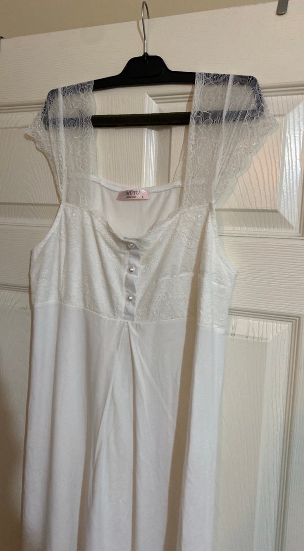 Beyaz Hamile ve Emzirme Gecelik kare yaka - Görsel 2