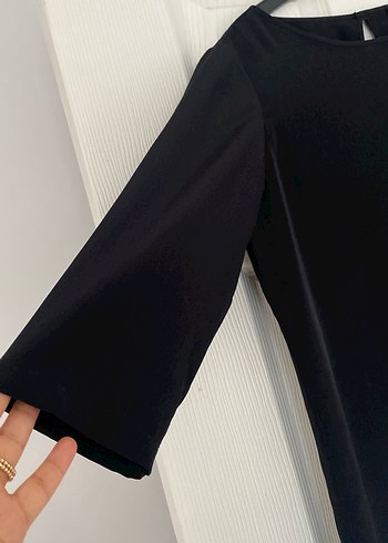 Roman Siyah Uzun Kollu saten Bluz - Görsel 2