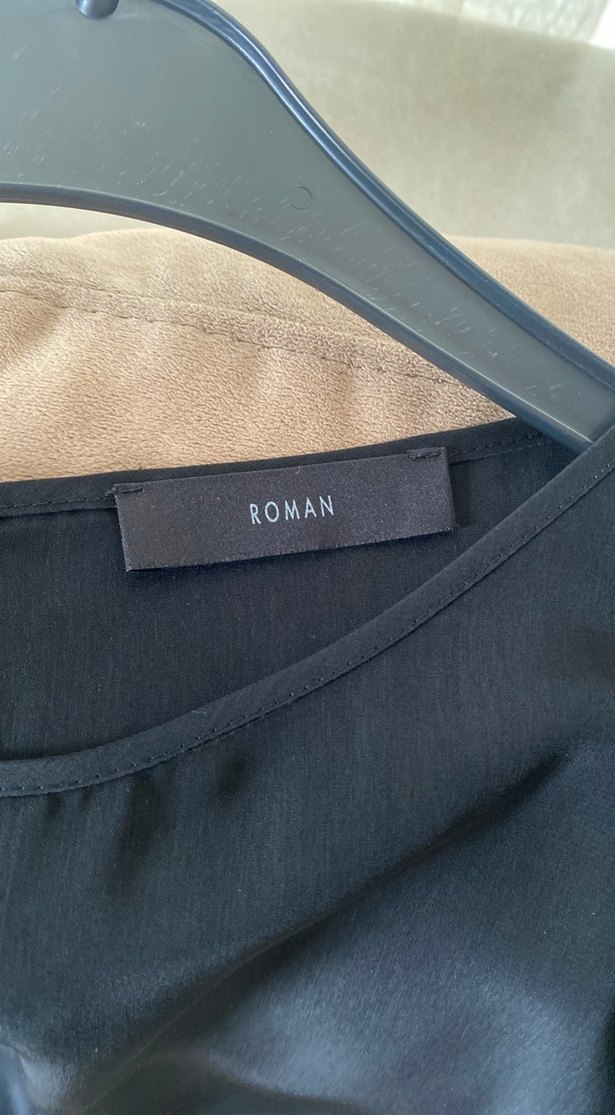 Roman Siyah Uzun Kollu saten Bluz - Görsel 4