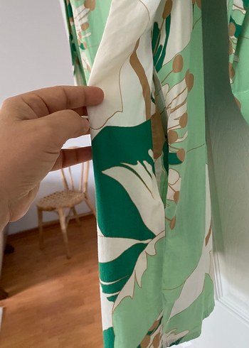 Yeşil Desenli Uzun Kollu V Yaka Kadın Gömlek - Görsel 5