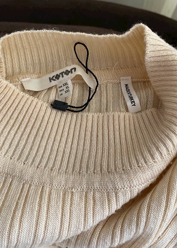 Bej Yüksek Yakalı Kadın Triko Kazak - Görsel 5