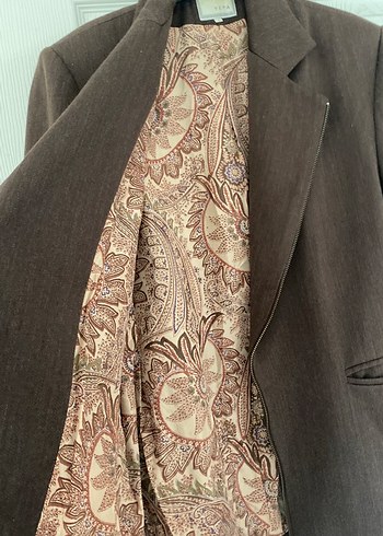 Kahverengi Kadın yün Uzun Blazer Ceket - Görsel 3