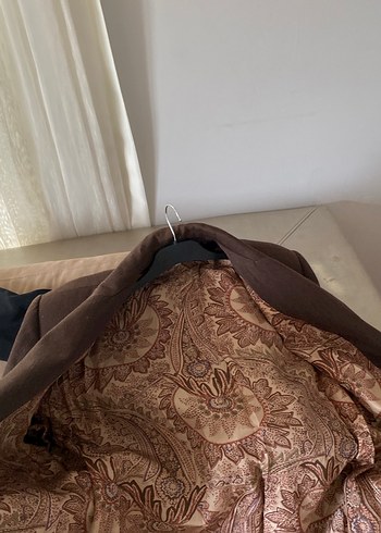 Kahverengi Kadın yün Uzun Blazer Ceket - Görsel 5