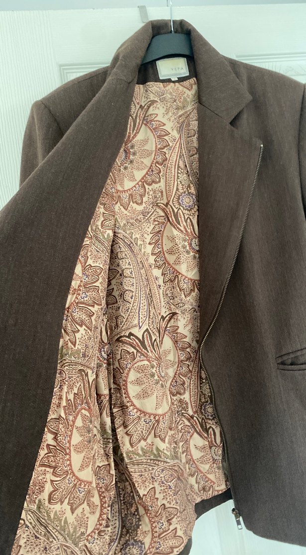 Kahverengi Kadın yün Uzun Blazer Ceket - Görsel 3