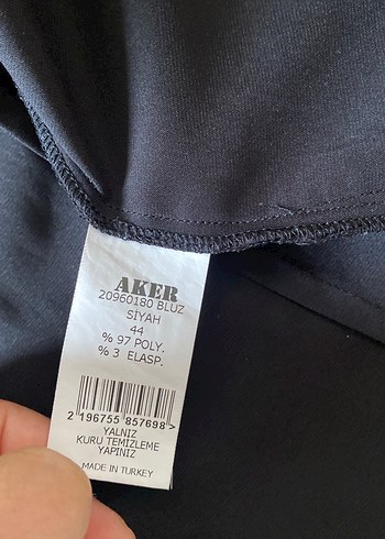 Aker Uzun Kollu Siyah Kadın Gömlek - Görsel 7