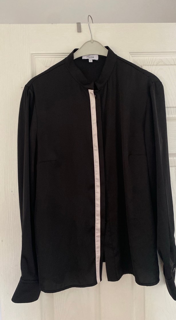 Aker Uzun Kollu Siyah Kadın Gömlek - Görsel 2