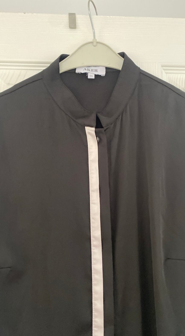 Aker Uzun Kollu Siyah Kadın Gömlek - Görsel 3