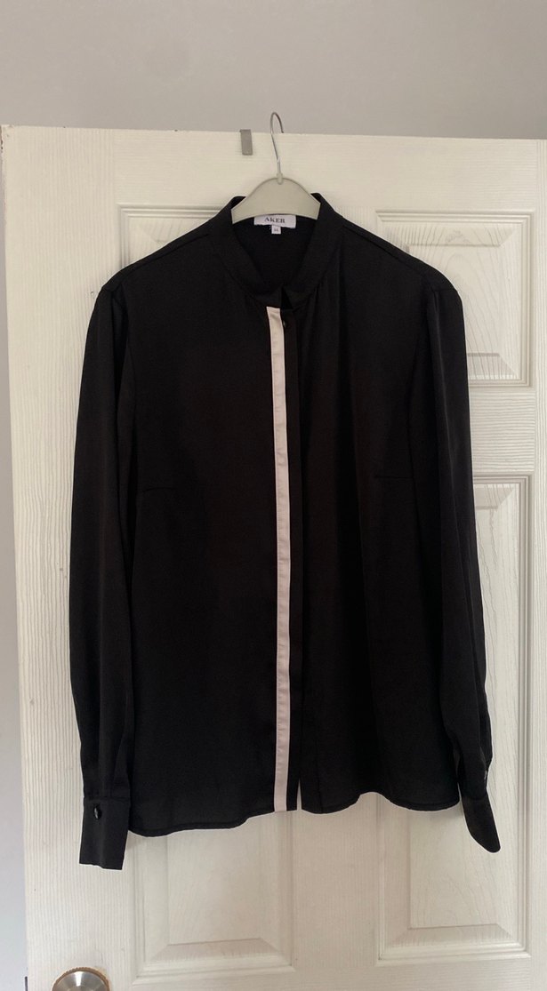 Aker Uzun Kollu Siyah Kadın Gömlek - Görsel 5