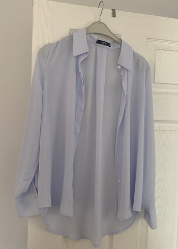 Bebe Mavi Uzun Kollu Düğmeli Kadın Gömlek - Görsel 2