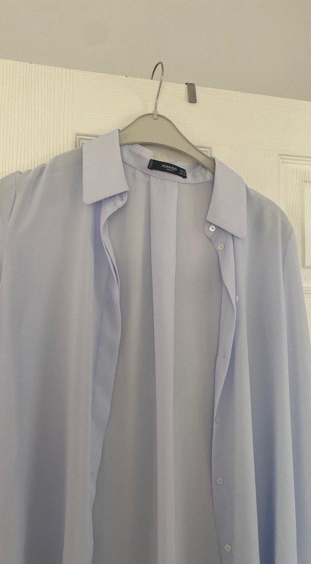 Bebe Mavi Uzun Kollu Düğmeli Kadın Gömlek - Görsel 3