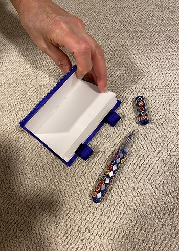 İşlemeli Boncuklu Mavi Kadın not defteri - Görsel 3