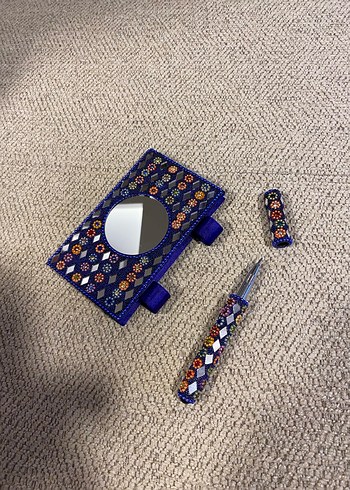 İşlemeli Boncuklu Mavi Kadın not defteri - Görsel 2