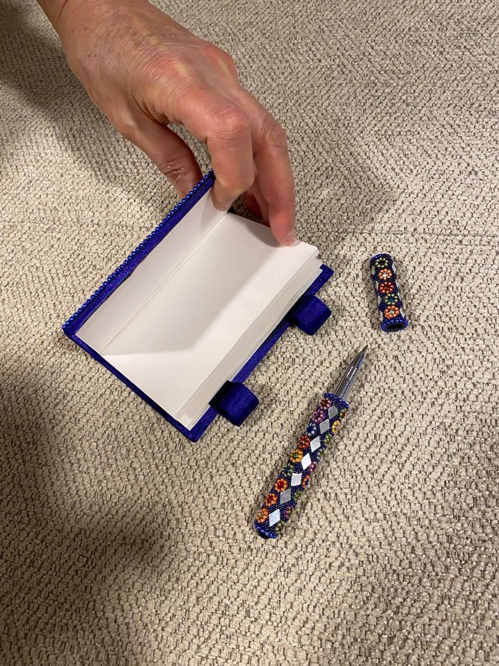 İşlemeli Boncuklu Mavi Kadın not defteri - Görsel 3