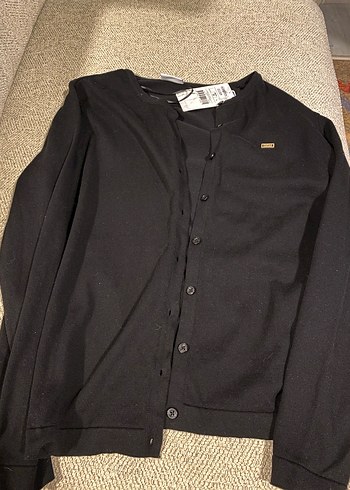 Siyah Düğmeli Uzun Kollu Hırka - Görsel 5