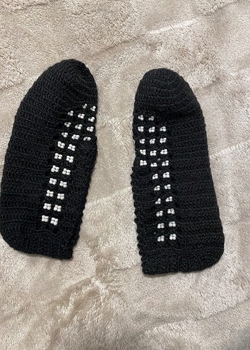 Diğer Tas Detayli Siyah Orgu Patik