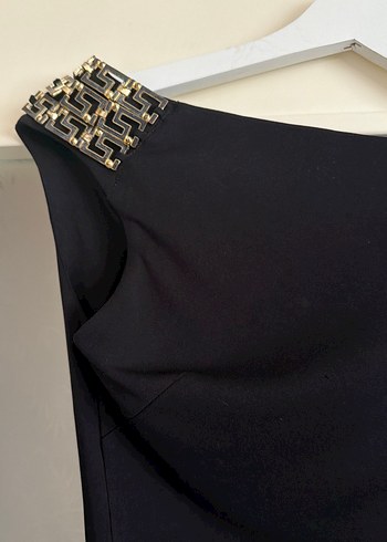 Siyah Drapeli Uzun Tek Omuz Abiye Elbise - Görsel 2