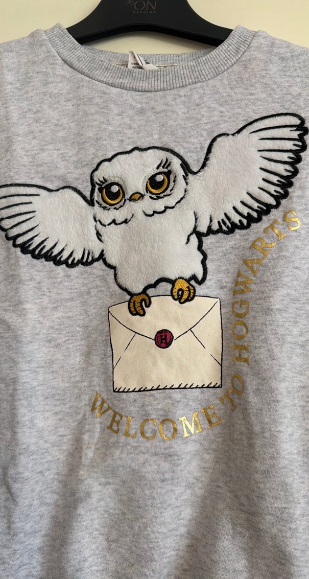 Gri Baskılı Kız çocuk  Sweatshirt - Görsel 2